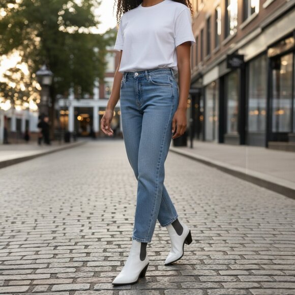 Designer Gianvito Rossi Western Chelsea White Leather Pointed Toe Boots 7.5 M - Picture 2 of 16